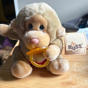 Russ Tan Plush Monkey with Yellow Ring